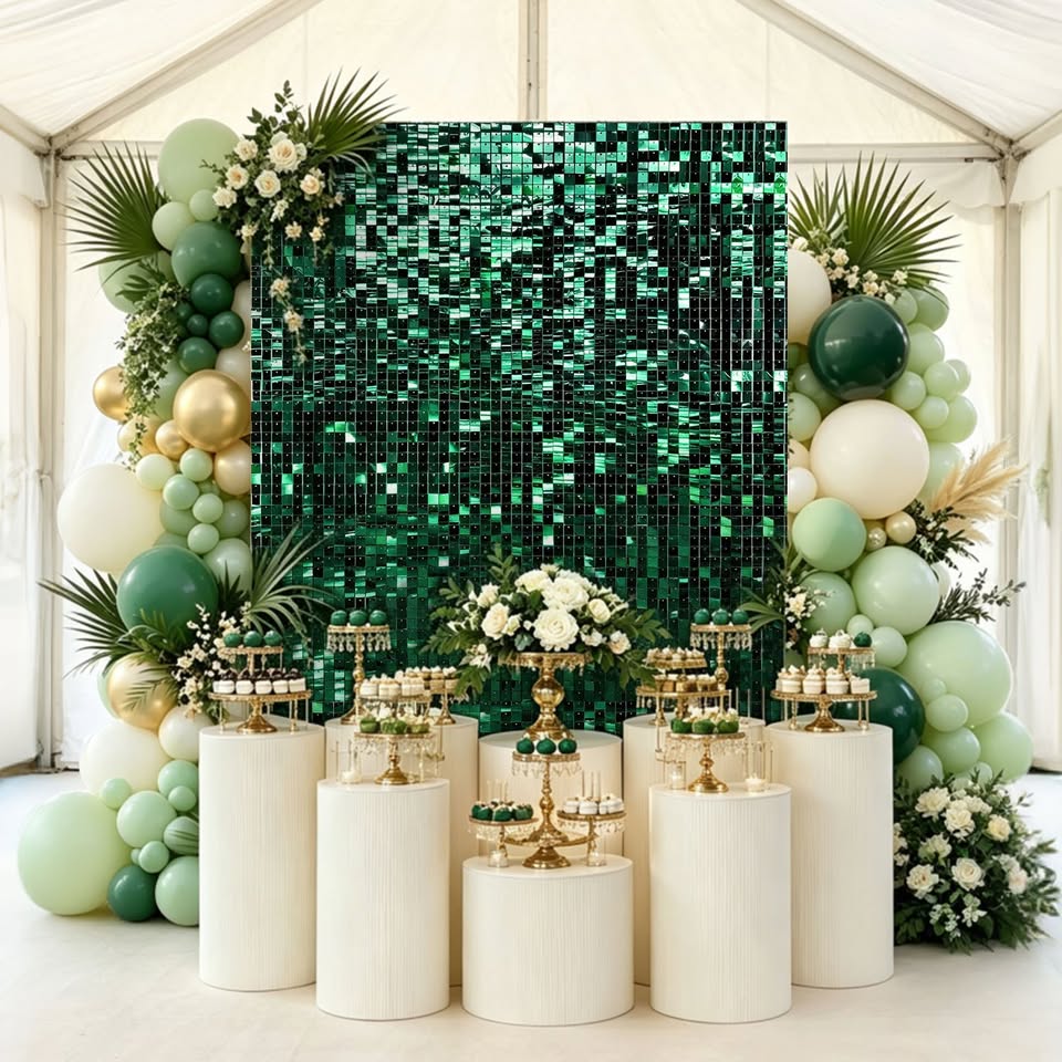 Emerald green shimmer panel