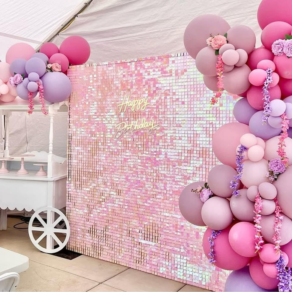 Iridescent pink shimmer wall panel