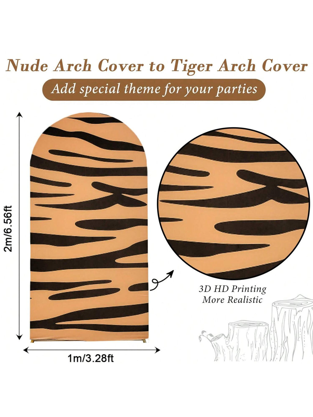 6.6FT Safari Animal Arch Backdrop Cover – 7 Patterns – Jungle & Party Decor