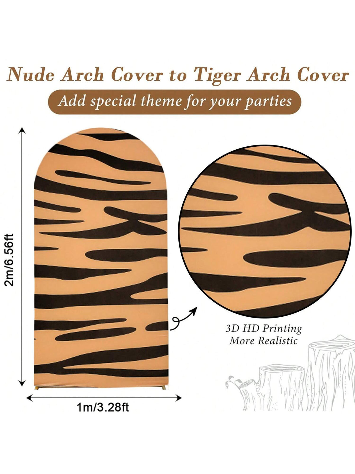 6.6FT Safari Animal Arch Backdrop Cover – 7 Patterns – Jungle & Party Decor