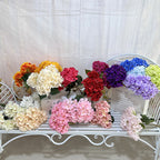 Artificial Hydrangea Flower Bouquet – 5 Heads Silk Wedding Flowers 45cm for Event & Home Decor