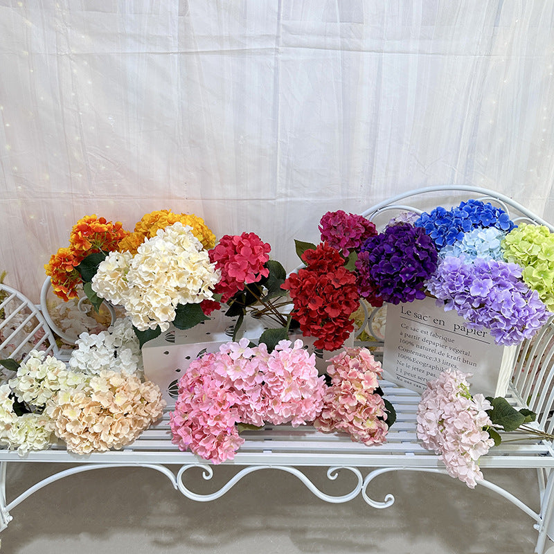 Artificial Hydrangea Flower Bouquet – 5 Heads Silk Wedding Flowers 45cm for Event & Home Decor