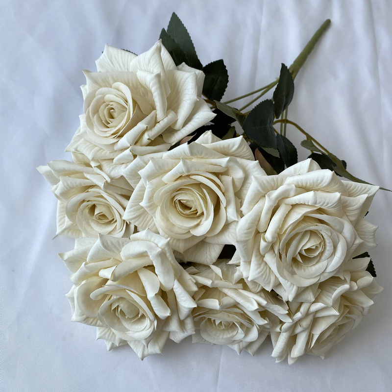 7-Head Faux Rose Bundle – Silk Artificial Flowers for Wedding Centerpieces & DIY Arrangements