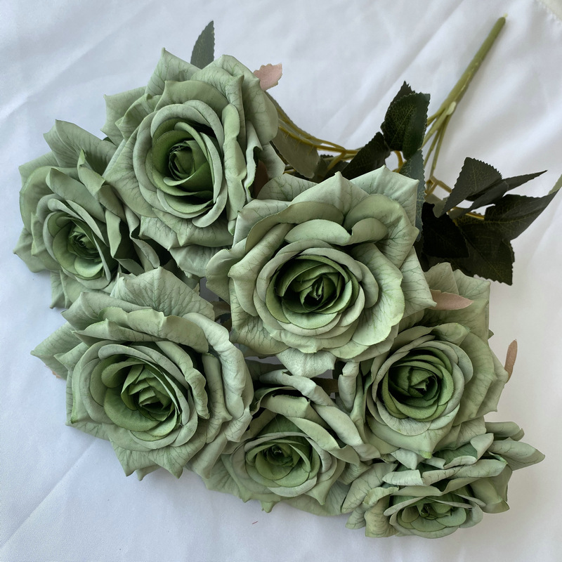 7-Head Faux Rose Bundle – Silk Artificial Flowers for Wedding Centerpieces & DIY Arrangements