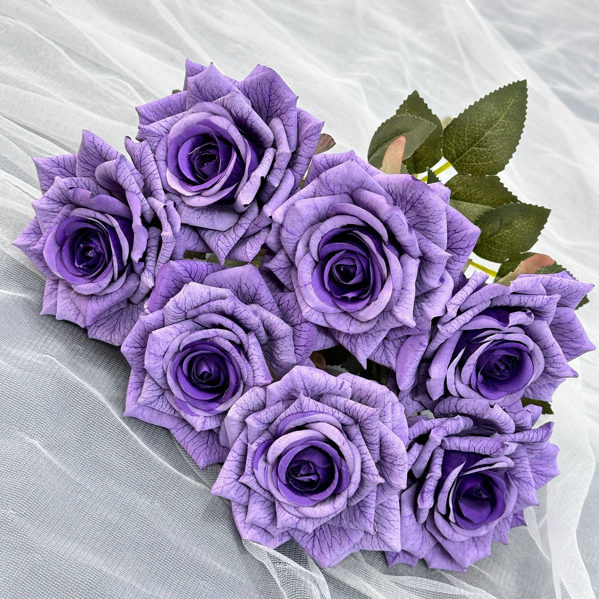 7-Head Faux Rose Bundle – Silk Artificial Flowers for Wedding Centerpieces & DIY Arrangements