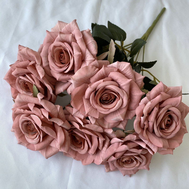 7-Head Faux Rose Bundle – Silk Artificial Flowers for Wedding Centerpieces & DIY Arrangements