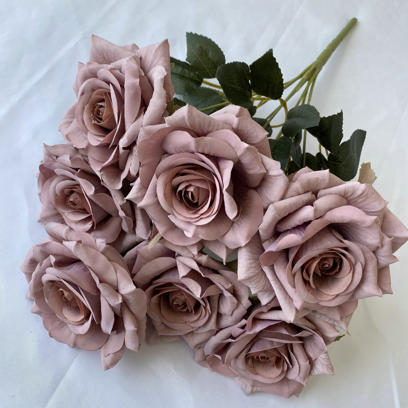 7-Head Faux Rose Bundle – Silk Artificial Flowers for Wedding Centerpieces & DIY Arrangements