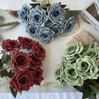 7-Head Faux Rose Bundle – Silk Artificial Flowers for Wedding Centerpieces & DIY Arrangements