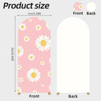 6.6FT Daisy Floral Arch Backdrop Cover – Pink & White – Wedding & Party Decor
