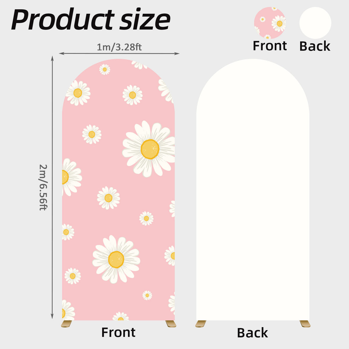 6.6FT Daisy Floral Arch Backdrop Cover – Pink & White – Wedding & Party Decor