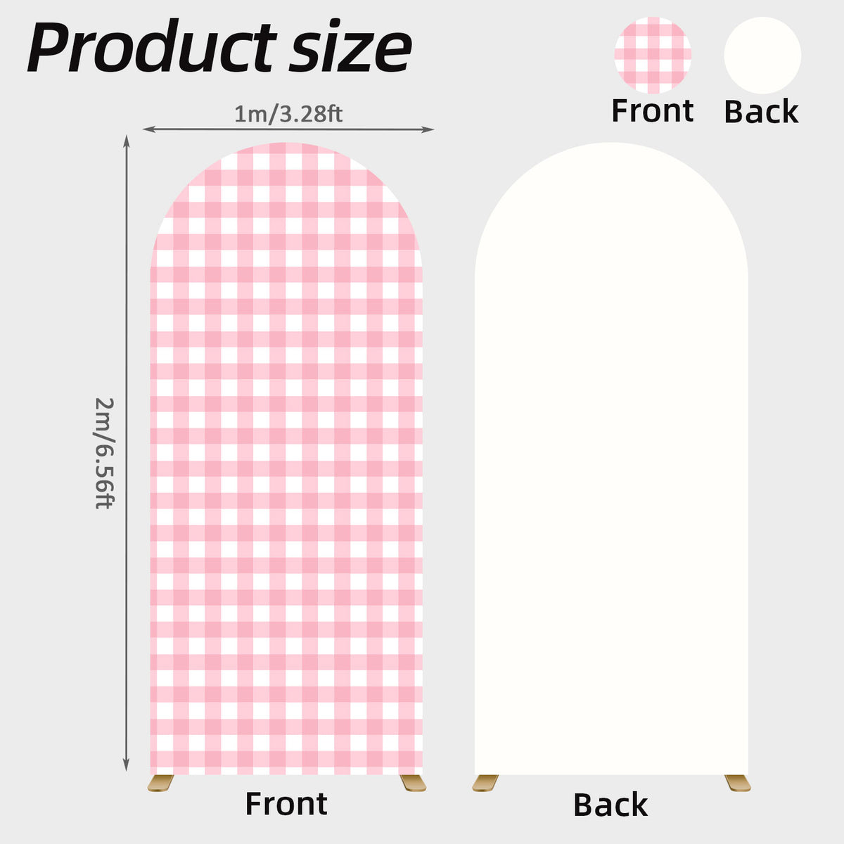 6.6FT Pink Checkered Arch Backdrop Cover – Gingham – Wedding & Party Decor