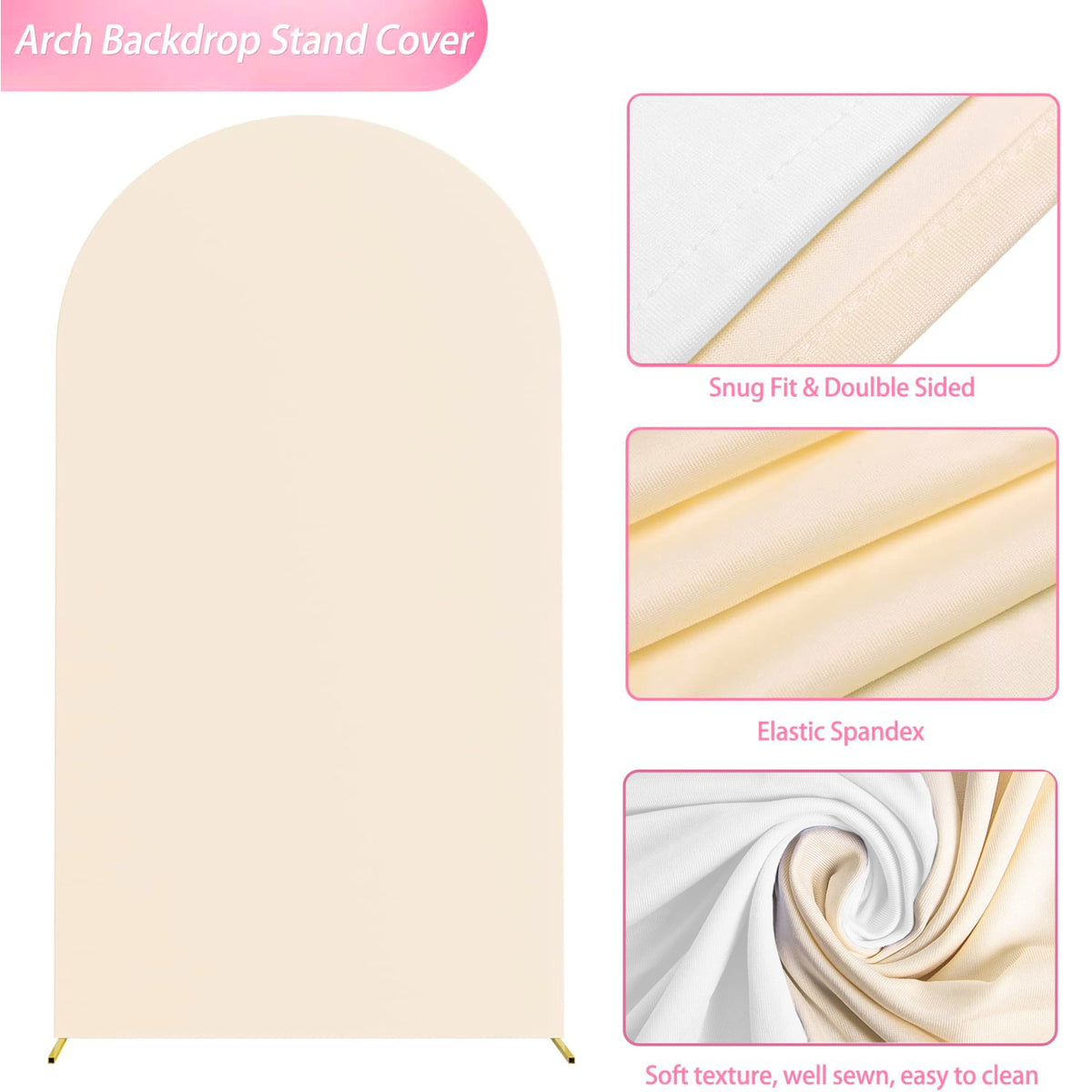 6.6FT Double-Sided Arch Backdrop Cover – 7 Colors – Wedding & Party Decor