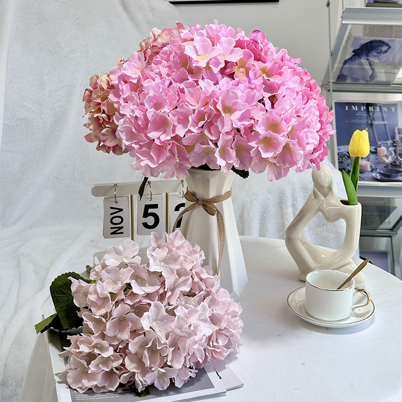 Artificial Hydrangea Flower Bouquet – 5 Heads Silk Wedding Flowers 45cm for Event & Home Decor