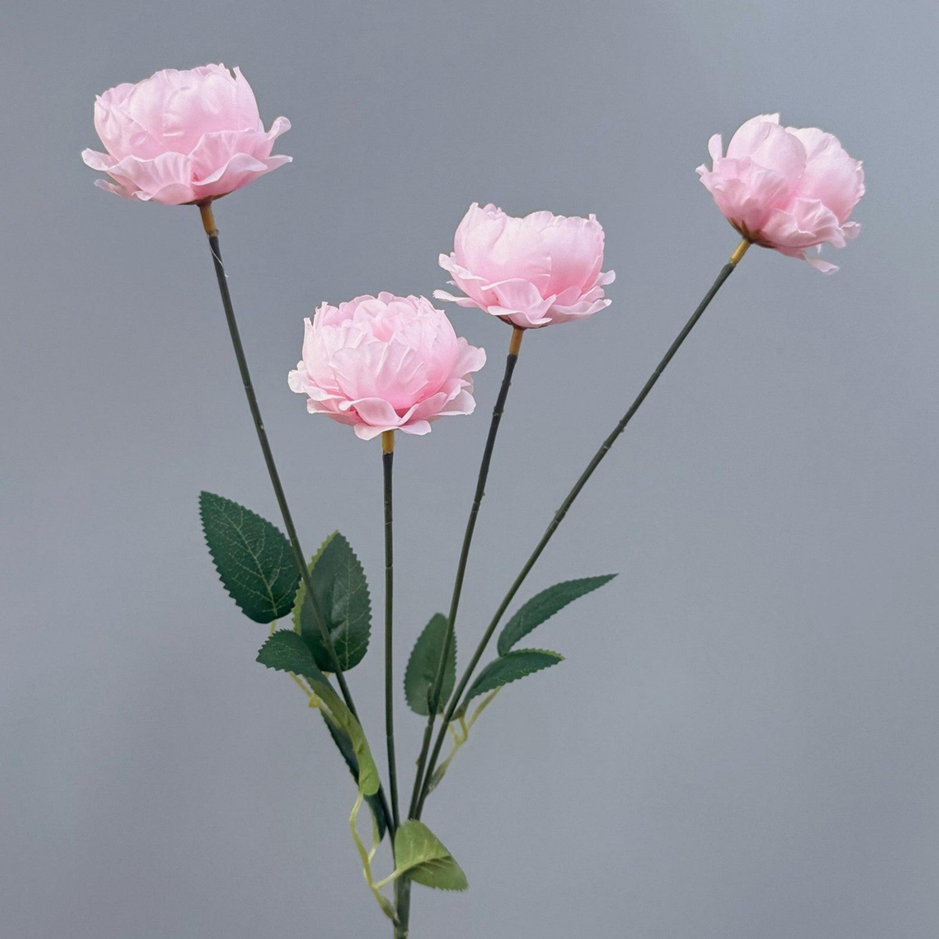 Pink 4-Head Peony Artificial Flowers Stem- 40cm Faux Silk Wedding Flower