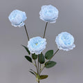Blue 4-Head Peony Artificial Flowers Stem- 40cm Faux Silk Wedding Flower