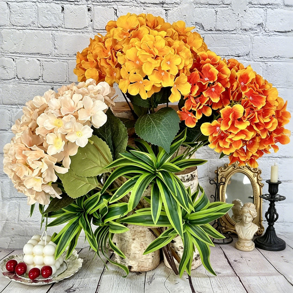 Artificial Hydrangea Flower Bouquet – 5 Heads Silk Wedding Flowers 45cm for Event & Home Decor