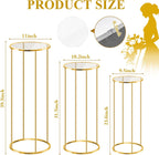 3-Piece Gold Metal Cylinder Pedestal Stand Set — Wedding Cake & Floral Display Columns for Parties & Events