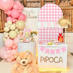 6.6FT Pink Checkered Arch Backdrop Cover – Gingham – Wedding & Party Decor