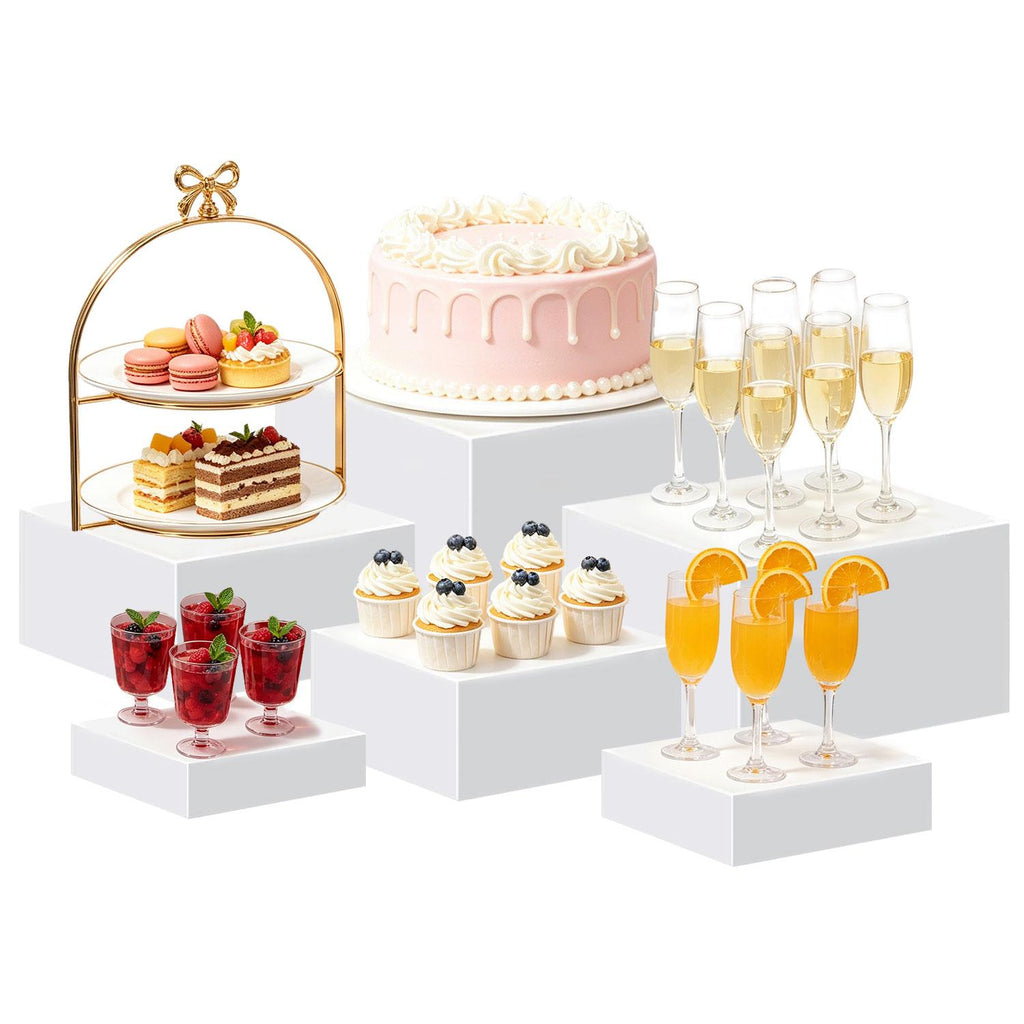 6PCS White Acrylic Buffet Display Risers,