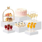 6PCS White Acrylic Buffet Display Risers,