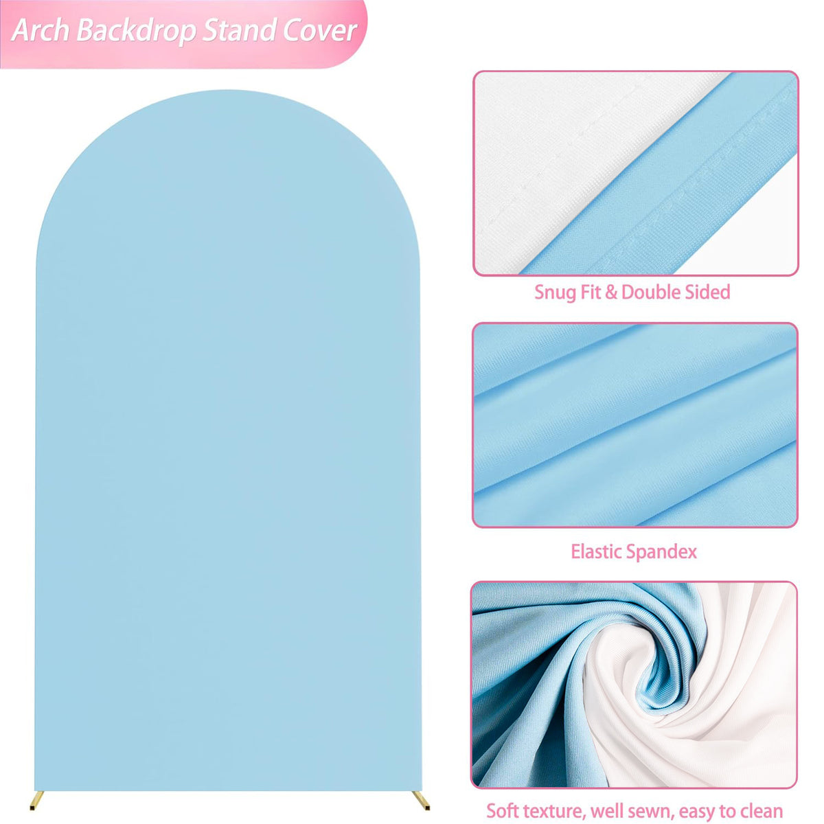 6.6FT Double-Sided Arch Backdrop Cover – 7 Colors – Wedding & Party Decor