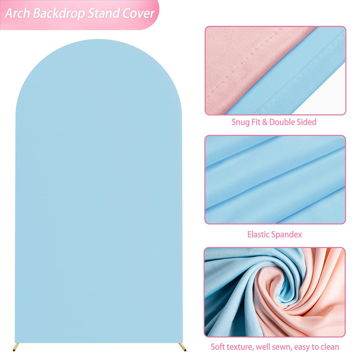 6.6FT Double-Sided Arch Backdrop Cover – 7 Colors – Wedding & Party Decor