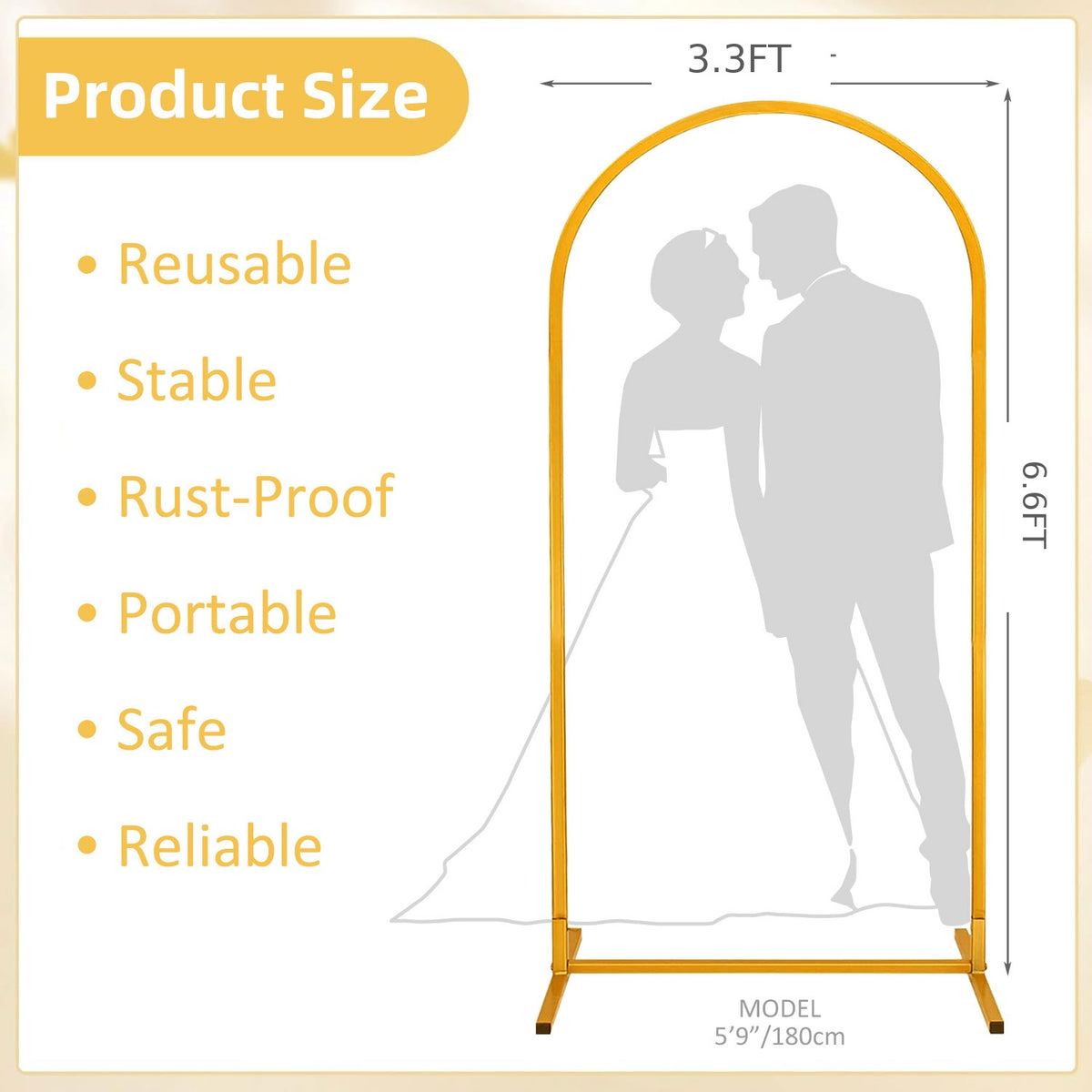 Gold arch stand - product size