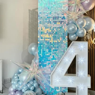 Blue iridescent shimmer wall panel