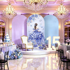 6.6FT Quinceañera Princess Arch Backdrop Cover – Lavender Purple / Navy Blue / Pink, Sweet 15 & 16 Party Decor
