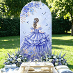 6.6FT Quinceañera Princess Arch Backdrop Cover – Lavender Purple / Navy Blue / Pink, Sweet 15 & 16 Party Decor