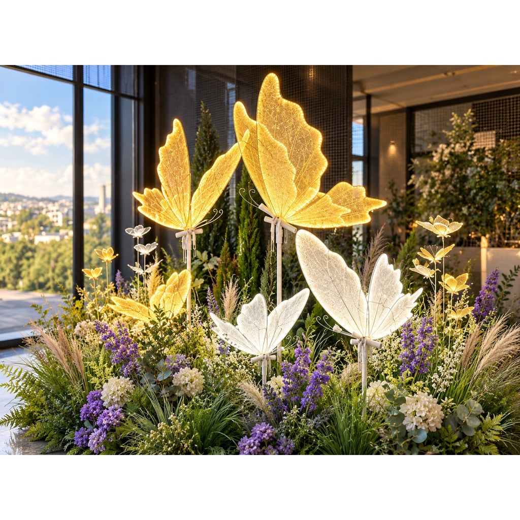 LED Butterfly Floor Lamp – 60/80/100CM, White & Warm Light, Lighted Butterfly Stand for Wedding, Party & Event Decor