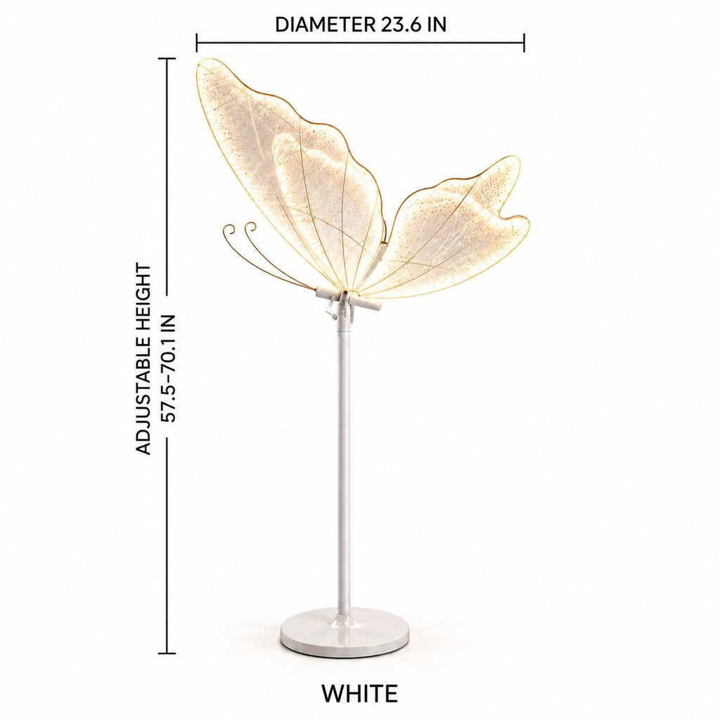 LED Butterfly Floor Lamp – 60/80/100CM, White & Warm Light, Lighted Butterfly Stand for Wedding, Party & Event Decor