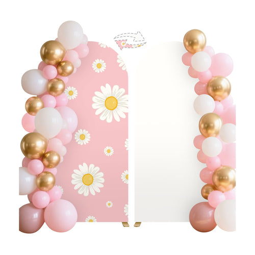 Daisy arch backdrop cover with balloon garland