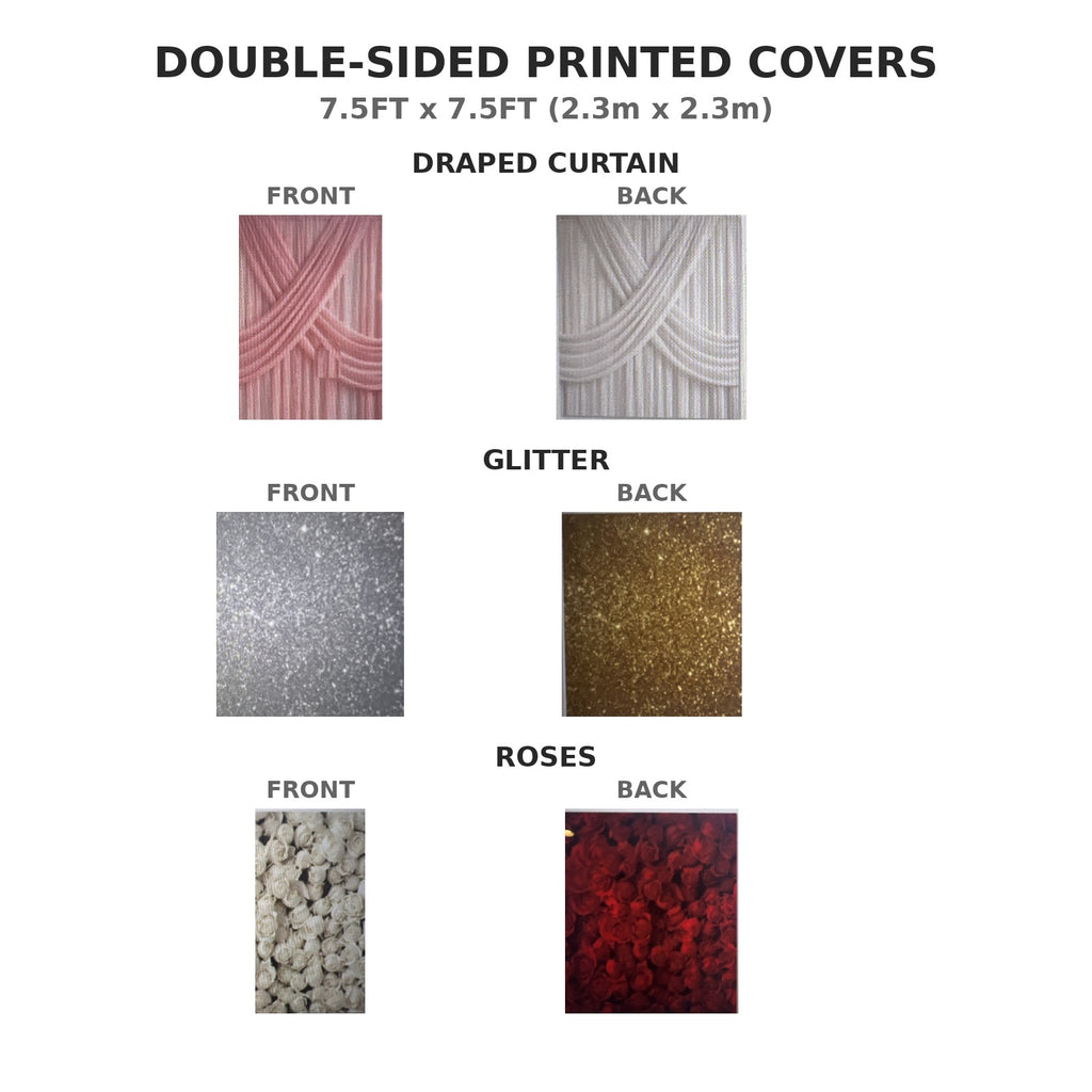 7.5FT Square Backdrop Stand Frame & Pillowcase Cover – Aluminum Photo Booth Background for Wedding, Birthday & Party Decor