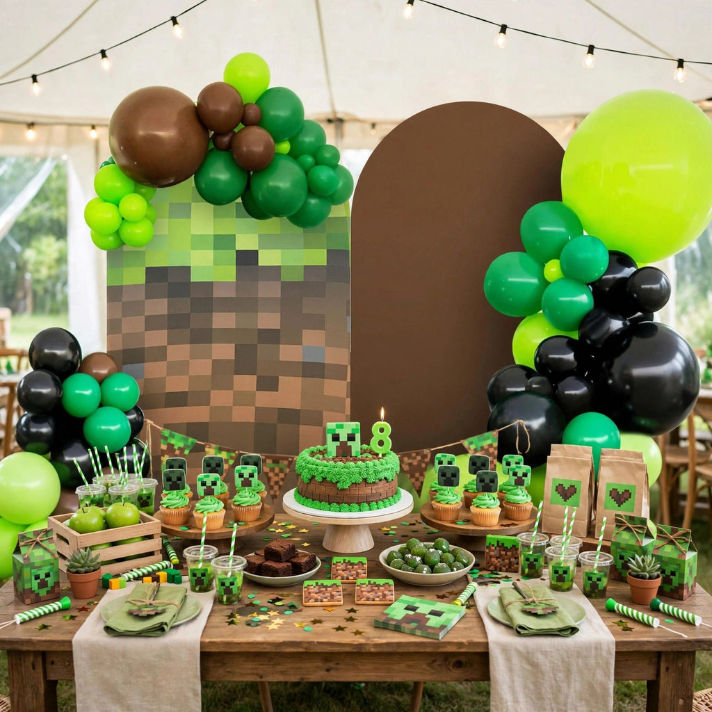 6.6FT Minecraft Arch Backdrop Cover – Kids Birthday Party Decor