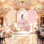 6.6FT Quinceañera Princess Arch Backdrop Cover – Lavender Purple / Navy Blue / Pink, Sweet 15 & 16 Party Decor