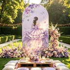 6.6FT Quinceañera Princess Arch Backdrop Cover – Lavender Purple / Navy Blue / Pink, Sweet 15 & 16 Party Decor