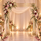 Gold metal rectangle backdrop stand - ceremony decor scene