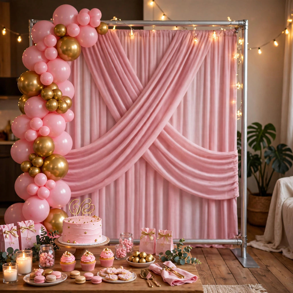 7.5FT Square Backdrop Stand Frame & Pillowcase Cover – Aluminum Photo Booth Background for Wedding, Birthday & Party Decor