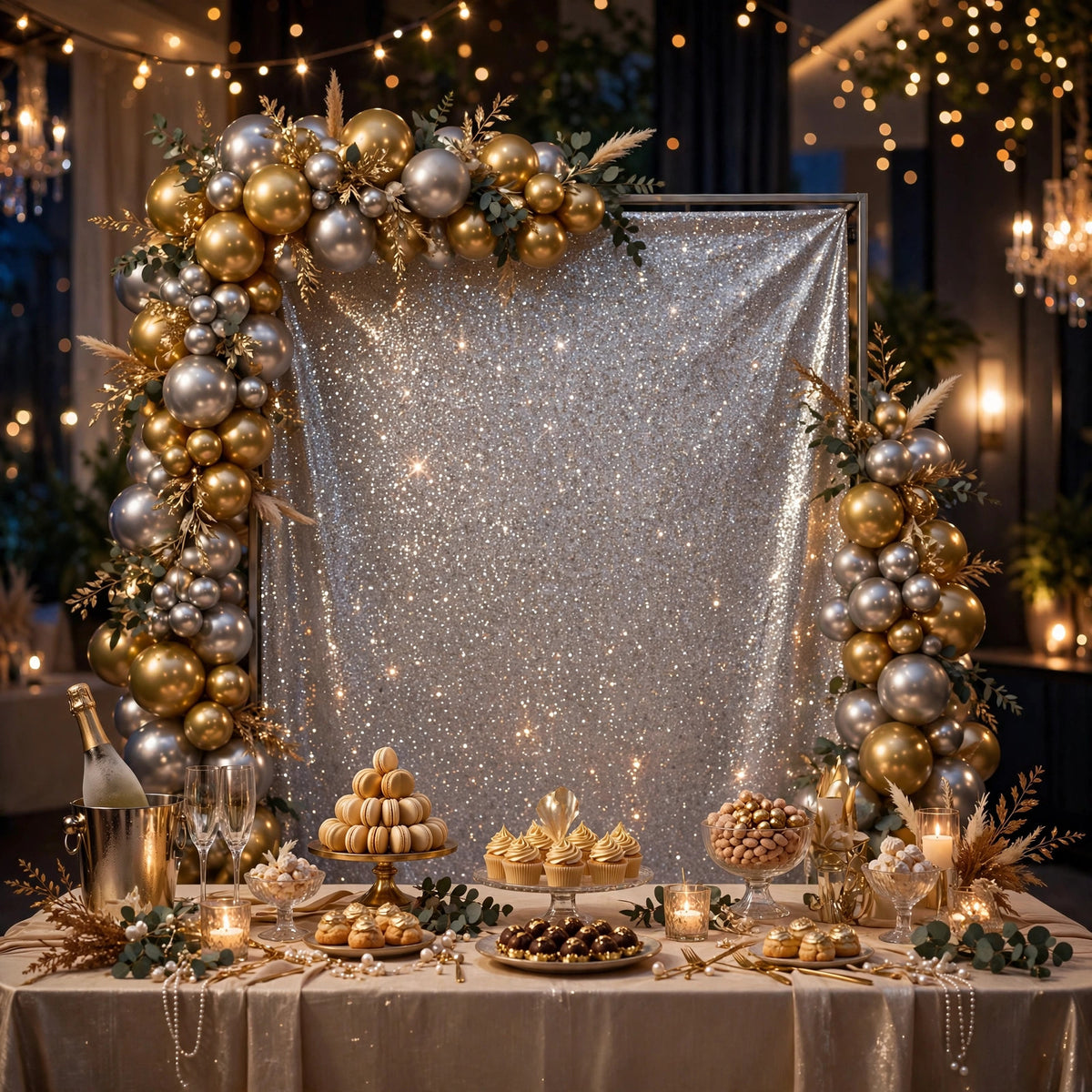 7.5FT Square Backdrop Stand Frame & Pillowcase Cover – Aluminum Photo Booth Background for Wedding, Birthday & Party Decor
