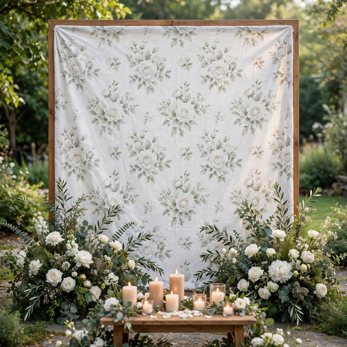 7.5FT Square Backdrop Stand Frame & Pillowcase Cover – Aluminum Photo Booth Background for Wedding, Birthday & Party Decor