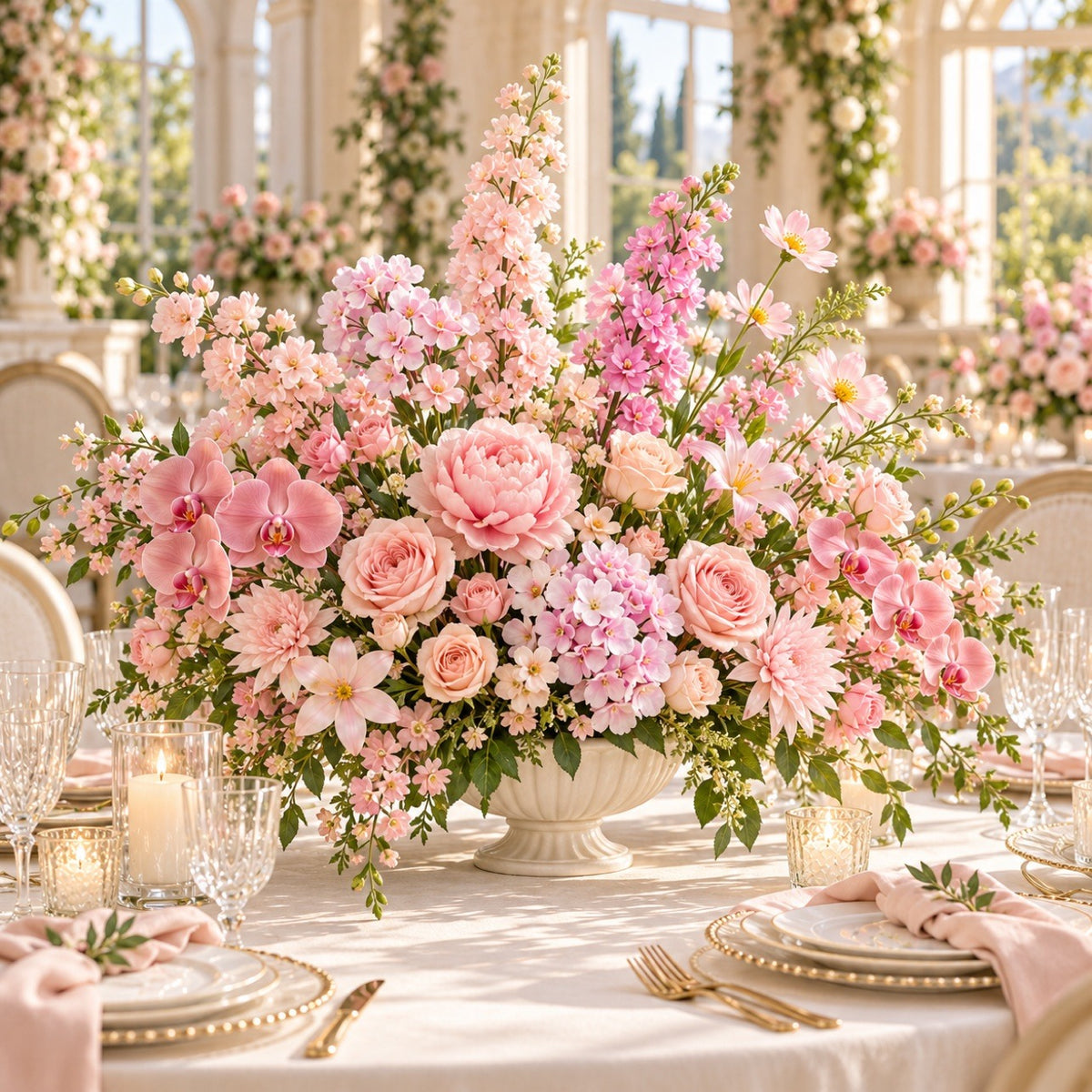 Pink Artificial Flowers – 20 Styles, Realistic Flower Stems for Wedding & Party Decor