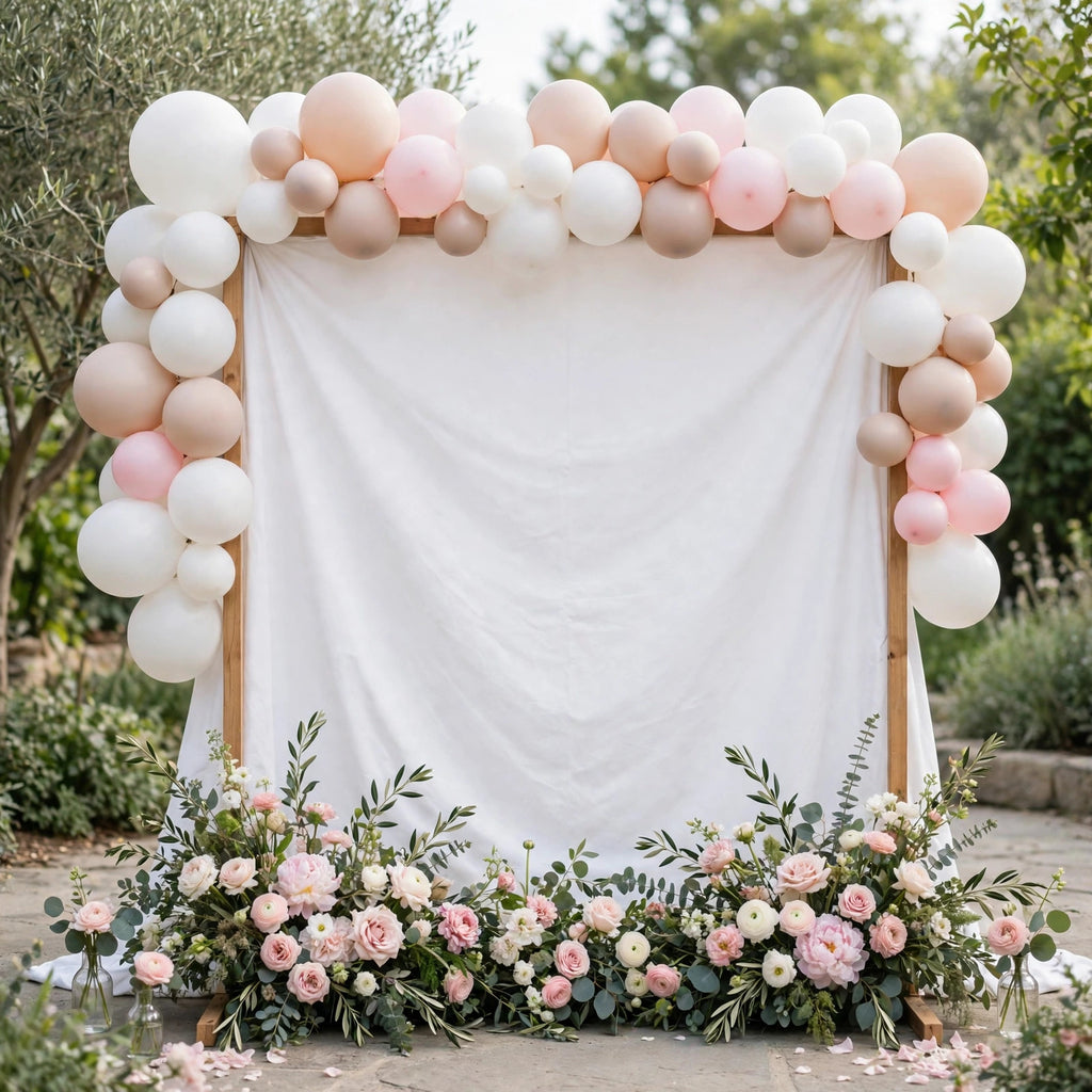 7.5FT Square Backdrop Stand Frame & Pillowcase Cover – Aluminum Photo Booth Background for Wedding, Birthday & Party Decor