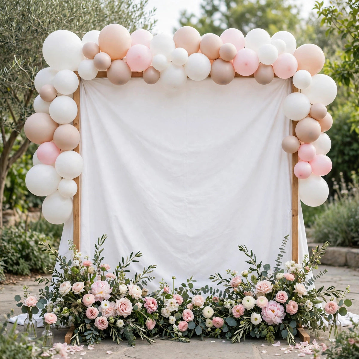 7.5FT Square Backdrop Stand Frame & Pillowcase Cover – Aluminum Photo Booth Background for Wedding, Birthday & Party Decor