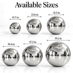 Silver Mirror Decorative Spheres – 15.7in to 59.1in Stainless Steel Reflective Balls for Wedding, Party & Event Decor